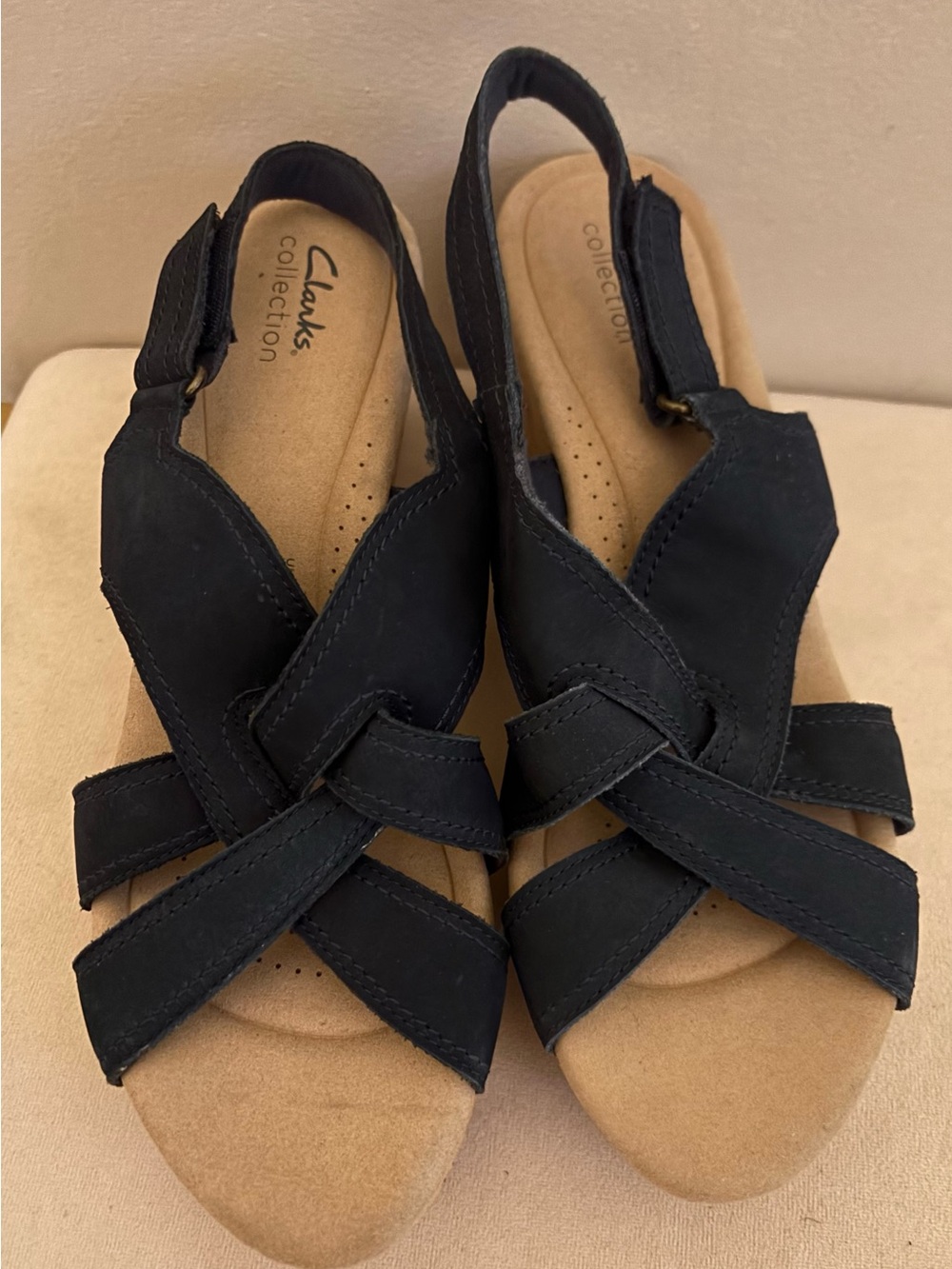 Clarks Dark Blue Crisscross Slingback Sandals